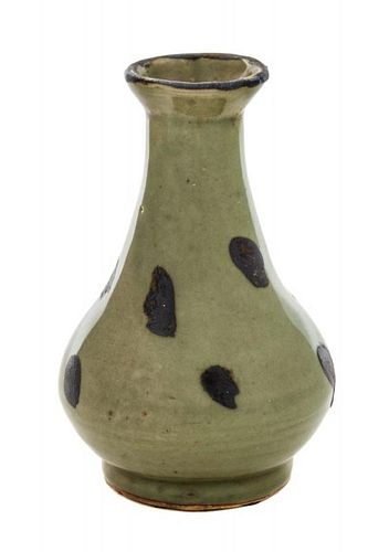 A Celadon Glazed Iron Spotted Porcelain Vase