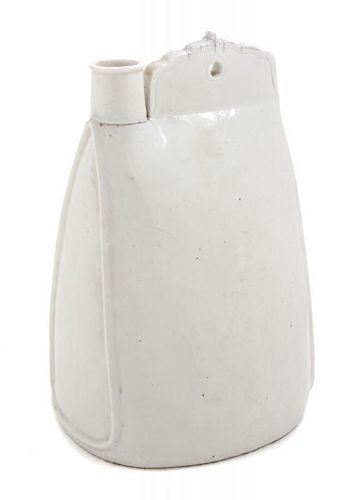 A White Glazed Stoneware Flask