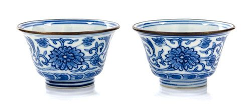 Two Blue and White Porcelain Cups