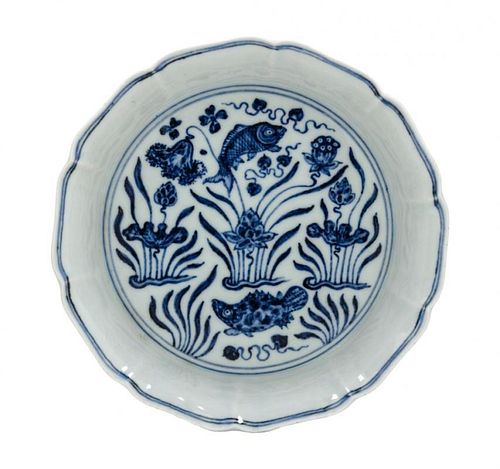 A Blue and White Porcelain Brush Washer