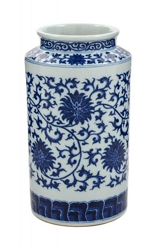A Blue and White Porcelain Cylindrical Vase