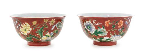 A Pair of Enamel on Porcelain Bowls