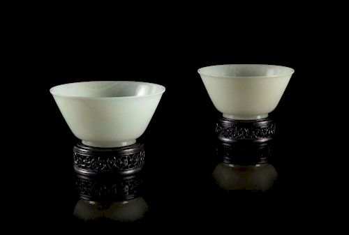 A Pair of Fine White Jade Bowls