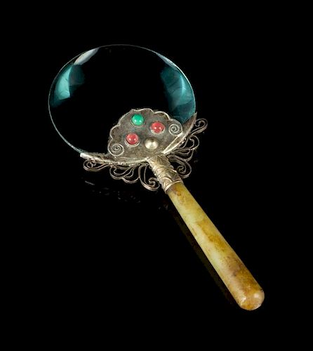 A Jade Mounted Magnifying Glass