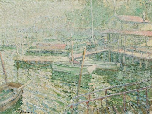 * Ernest Lawson, (American/Canadian, 1873-1939), Boats in a Harbor