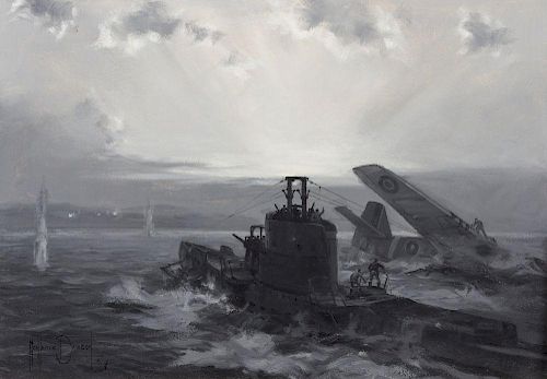 Montague Dawson, (British, 1890-1973), The Pilot Rescued by the British Submarine 'Mustang', 1944