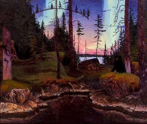 *Tom Uttech, (American, b. 1942), Darky Lake Portage, 1990