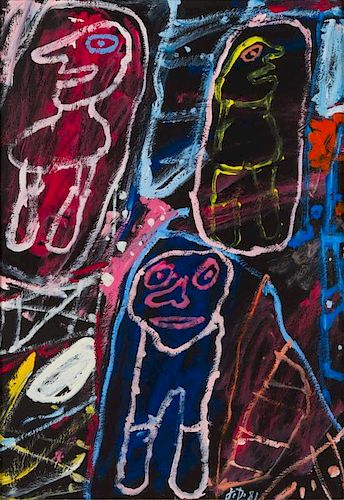 Jean Dubuffet, (French, 1901-1985), Site avec 3 personnages, 1981 (from Psycho-sites series)