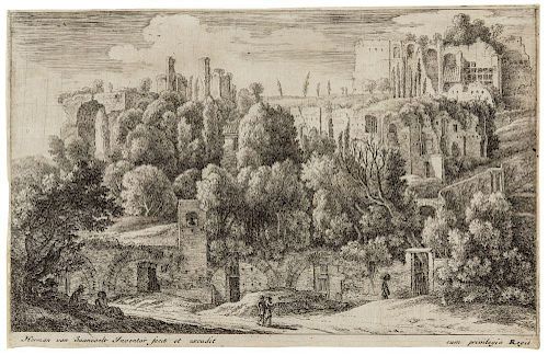 Herman van Swanevelt, (Dutch, b. circa 1600-d. before 1665), Antique Ruins of an Amphitheater, 1650-55