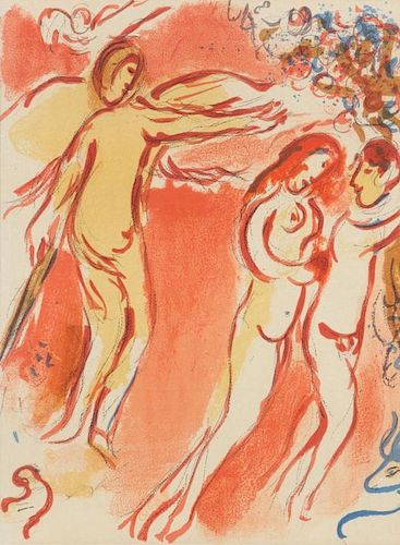 Marc Chagall, (French/Russian, 1887-1985), Adam et Eve chasses du paradis Terrestre (from Dessings pour la Bible), 1960