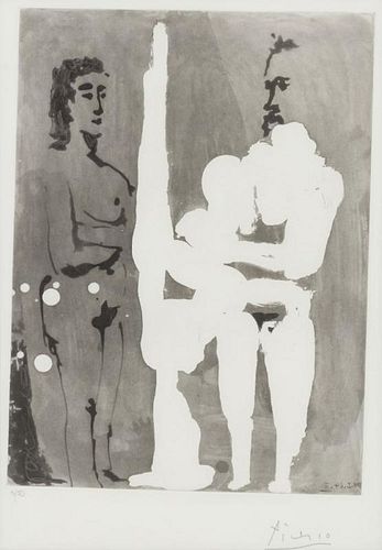 Pablo Picasso, (Spanish, 1881-1973), Peintre Debout a son Chevalet, avec un Modele (from Sable Mouvant), 1966