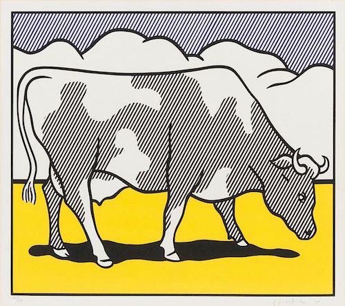 Roy Lichtenstein, American, (1923 - 1997), Cow Triptych: Cow Going Abstract (set of 3), 1982