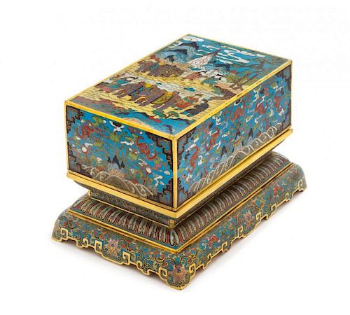 A Cloisonne Enamel Rectangular Box and Stand
