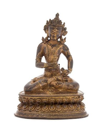 A Sino-Tibetan Gilt Bronze Figure of Bodhisattva Vajrasattva