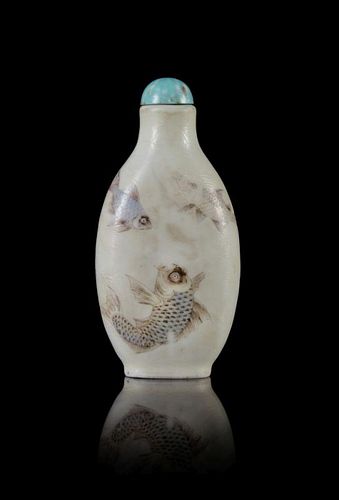 An Enameled and Incised Porcelain Snuff Bottle