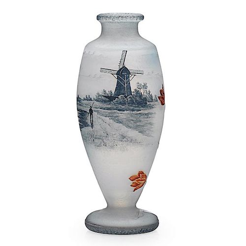 DAUM Vase w/ Dutch scene