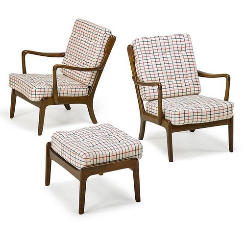 OLE WANSCHER Lounge chairs, ottoman