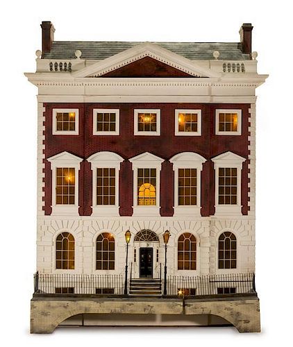 A Georgian Style Manor House, Height 68 x width 53 x depth 26 3/4 inches.