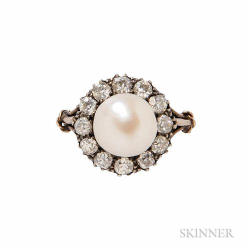 Antique Gold, Pearl, and Diamond Ring