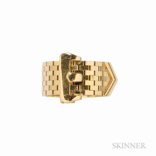 Retro 14kt Gold Buckle Ring