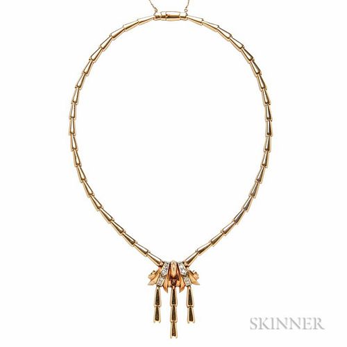 Retro 18kt Gold and Diamond Necklace