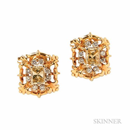14kt Gold and Diamond Earclips