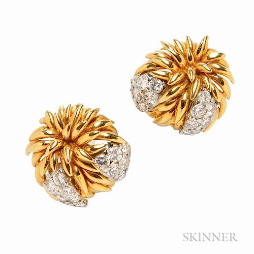 18kt Gold and Diamond Earclips