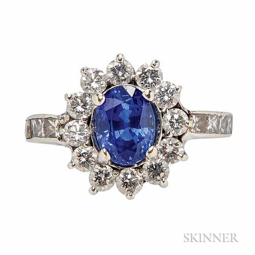 14kt White Gold, Sapphire, and Diamond Ring