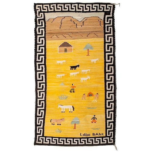Lillie Bahe (Dine, 20th century) Navajo Pictorial Weaving / Rug