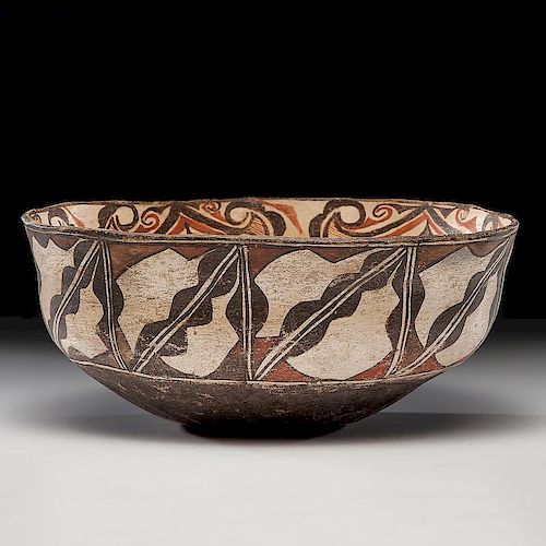 We'wha (Zuni, ca 1848 - 1896) Attributed Polychrome Pottery Bowl