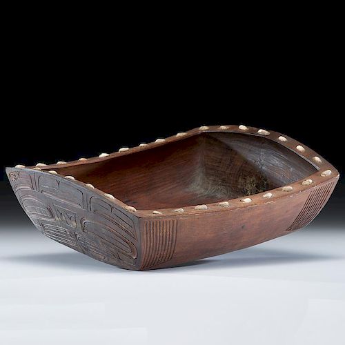 Northwest Coast Carved Wood Grease Bowl