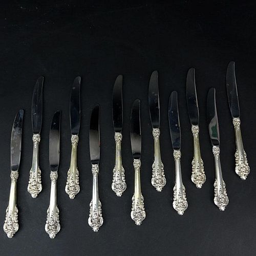 Set of Twelve (12) Wallace "Grand Baroque" Sterling Silver Knives.
