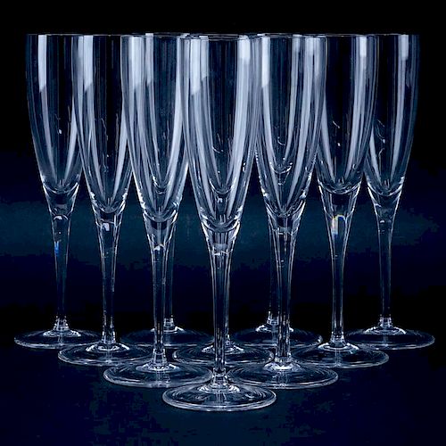 Set of Ten (10) Tiffany & Co Classic Optic Crystal Tall Champagne Flutes.  sold at auction on 26th September | Bidsquare