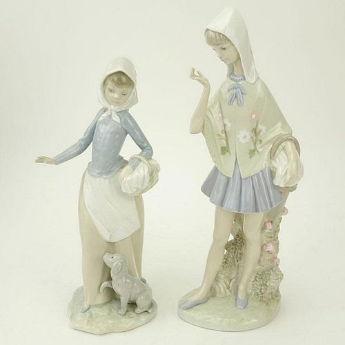 Two (2) Zephir Lladro Style Glazed Porcelain Figurines.