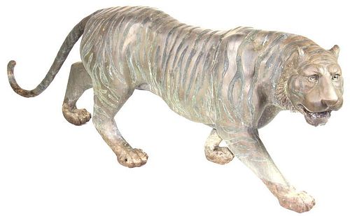 Tiger, Life Size, Bronze Sculpture