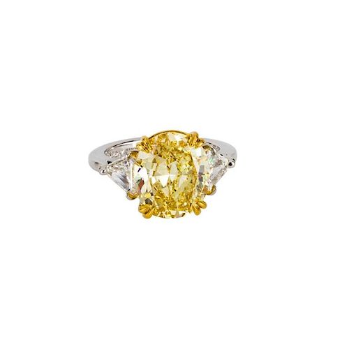 GIA Certified 5.25 Carat Fancy Yellow Diamond Ring