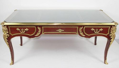 Louis XV Style Bronze Mounted Tooled Leather Desk