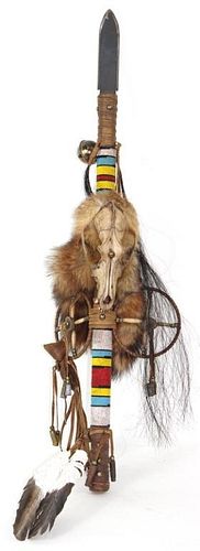 Skull, Native American, Beaded, Spear