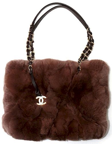 Chanel Brown Rabbit Tote Handbag
