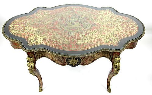 Antique French Boulle Inlaid Parlor Table
