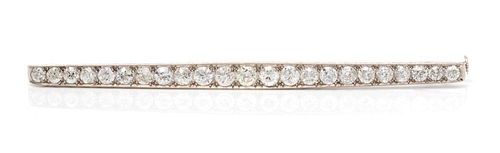 A Platinum and Diamond Bar Brooch, French, 5.00 dwts.