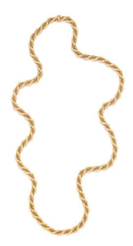 An 18 Karat Bicolor Gold Rope Style Necklace, 76.80 dwts.