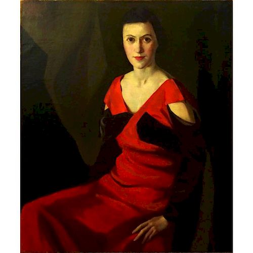 Attributed to: George Washington Lambert, Australian (1873-1930) Oil on Canvas, Portrait of a Lady.