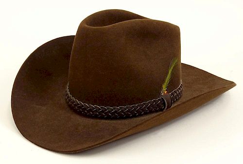 Original Brown Beaver Stetson Hat Made For John Travolta to Wear and Worn  in the 1980 Film "Urban Cowboy".