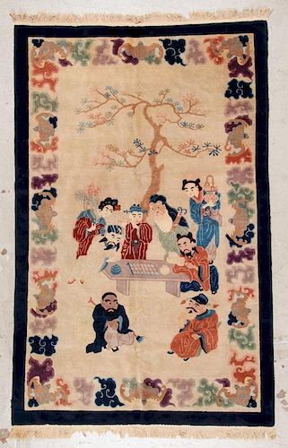 Antique Chinese Pictorial Rug: 5' x 7'11'' (152 x 241 cm)
