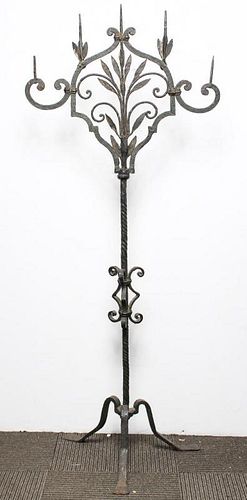 Antique Gothic Revival Iron 5-Light Candelabrum