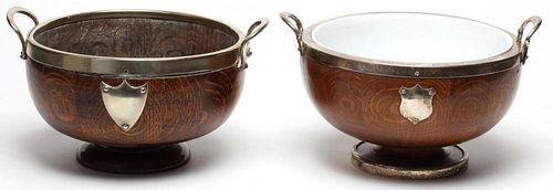 Victorian Antique English Oak Trophy Bowls
