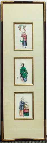 Chinese Qing Dynasty Paintings on Paper of Workers