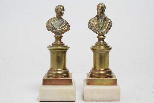 Busts of Byron & Walter Scott, Brass on Marble