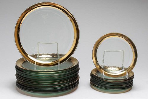 Annieglass "Roman Antique" 24K Gold & Glass Plates